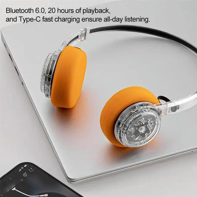 Main image of Retro over-Ear Headphones Bluetooth Headset Hi-Fi Stereo Sound, Foldable Comfortable Earphone with Mic