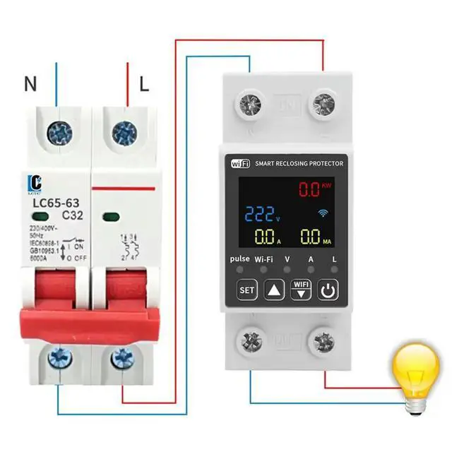 Alt view image 2 of 3 - Tuya Digital ligent Current and Voltmeter 10 in 1 AC Energy Meter APP Control DIN Electrical Energy Meter