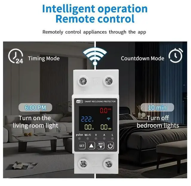 Main image of Tuya Digital ligent Current and Voltmeter 10 in 1 AC Energy Meter APP Control DIN Electrical Energy Meter