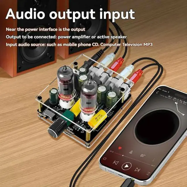 Alt view image 2 of 3 - Audio Amplifier 6j3 Vacuum Tube with HIFI Preamplifier DC Input Bile Buffer Speaker with Upgraded for Home Theater DIY