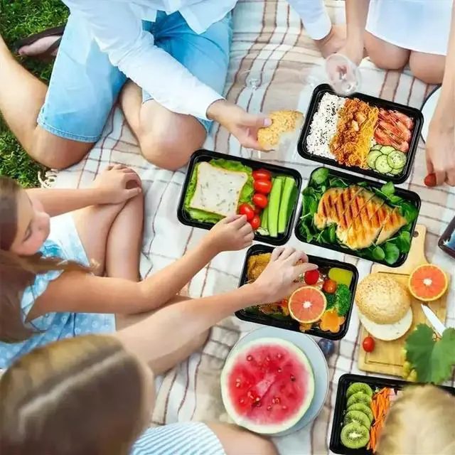 Alt view image 3 of 3 - 1000ml Thick Disposable Takeaway Lunch Box Tableware Can Be Microwave Heated Rectangular Plastic Bowl Food Packaging Box