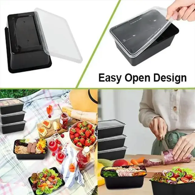 Alt view image 2 of 3 - 1000ml Thick Disposable Takeaway Lunch Box Tableware Can Be Microwave Heated Rectangular Plastic Bowl Food Packaging Box