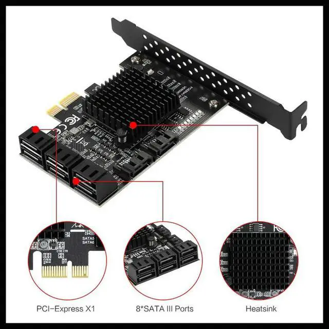 Alt view image 2 of 3 - Professional PCI-E Card To SATA3.0 Adapter Board Controller Expansion Board 8-Port SATA3.0 Interface Expansion Card High Speed
