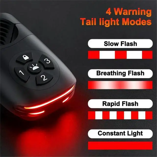 Alt view image 2 of 6 - Bicycle Password Anti-Theft Alarm Taillight Alarm Waterproof Bike Brake Warning Light for Airtag
