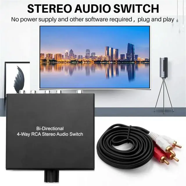 Alt view image 3 of 6 - 4 Way Bi-Directional for RCA Stereo Audio Switch 1 in 4 Out or 4 in 1 Out L/R Jack Sound Channel for RCA Audio Switcher