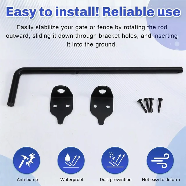 Alt view image 2 of 3 - 12" Cane Bolt Heavy Duty Drop Rod Gate Stopper Gate Ground Latch for Wooden Fences l Gates Doors 1pcs
