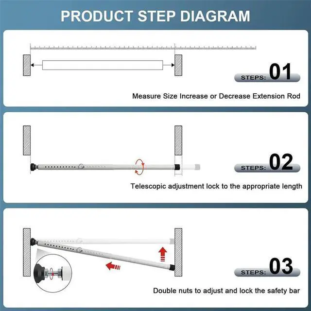 Main image of Sliding Door Security Bar, 17-50 Inch Adjustable with Rubber Tips, Sliding Door Lock Bars, for Window Safety Bars Home