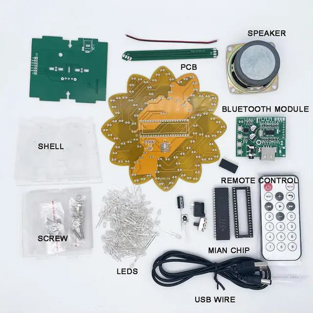 Alt view image 3 of 3 - diy electronic kit LED colorful Sunflower soldering project bluetooth speaker 21 flashing modes 4 Spectrum modes