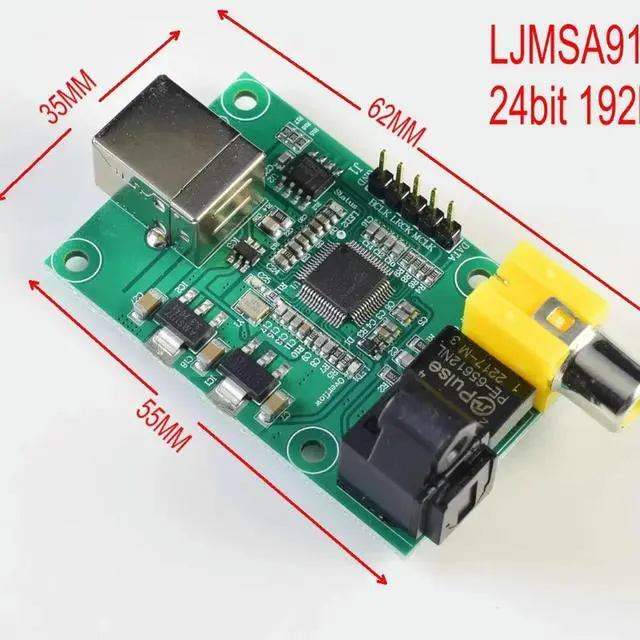Alt view image 2 of 3 - LJMSA9123 USB to SPDIF optical I2S output 24BIT 192K