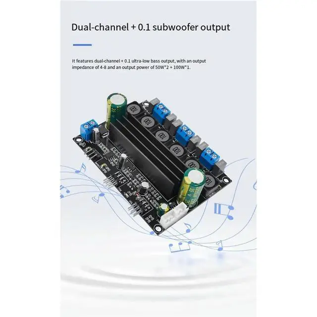 Alt view image 3 of 6 - DC10-25V TPA3116D2 Audiophile Digital Audio Amplifier Board 50Wx2 100W High Power 2.1 Channel Subwoofer with Cable