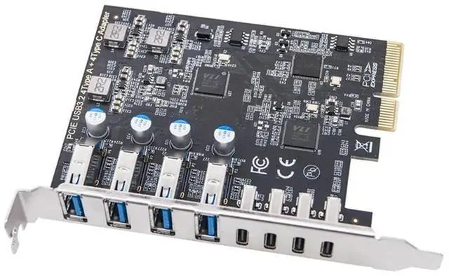 Main image of PCIE USB3.2 GEN2 10Gbps Expansion Card PCI Express X4 To 4 Port TYPE A + 4 Port TYPE C Adapter USB HUB For Desktop PC