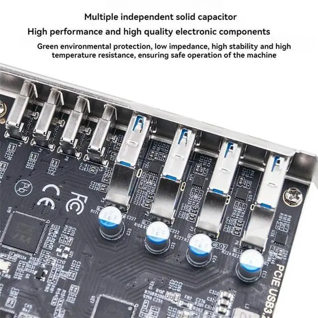Alt view image 3 of 3 - PCIE USB3.2 GEN2 10Gbps Expansion Card PCI Express X4 To 4 Port TYPE A + 4 Port TYPE C Adapter USB HUB For Desktop PC