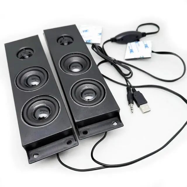 Alt view image 2 of 3 - S300 dual USB speaker for TV PC 5W x2 with built-in sound card plug and play