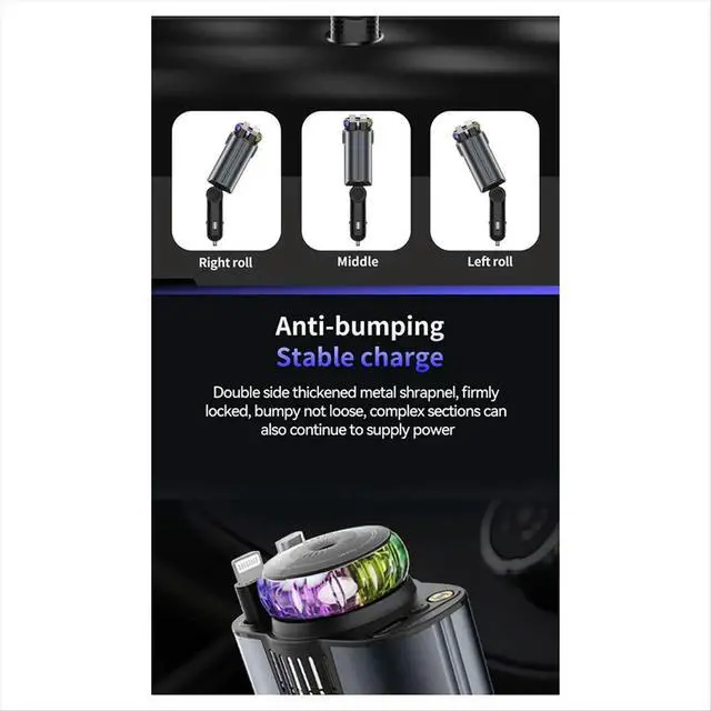 Alt view image 3 of 6 - Retractable Car Charger with Aromatherapy and Starlight, 5-in-1 USB-C Car Charger, Compatible with for Interface