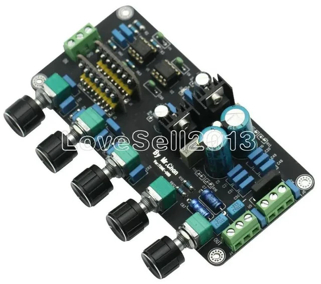 Alt view image 2 of 3 - Pre-amplifier Tone Board UPC4570C OP AMP Stereo Preamplifier Volume Tone Control Super AD827JN OPA2604 For Module