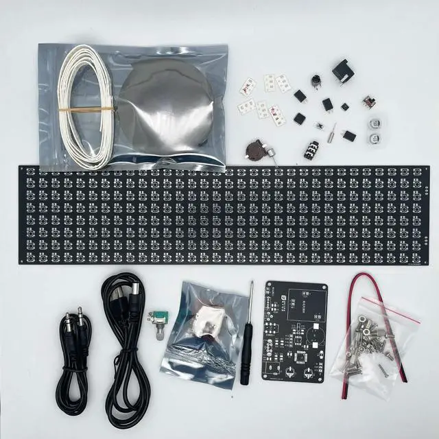 Alt view image 2 of 3 - DIY 32x8 RGB LED music spectrum display electronic soldering kit WS2812 SMD LED DS1302 clock with shell