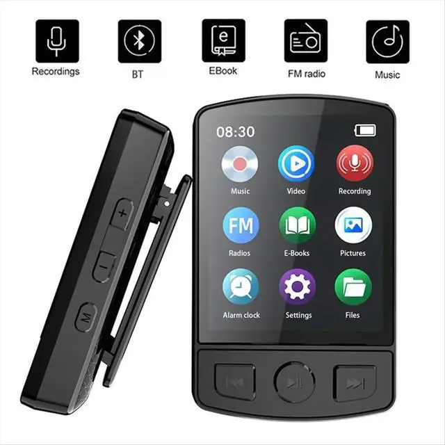 Alt view image 3 of 6 - MP3 Player Sport Clip Walk Man HiFi Sound 1.8inch Screen Ultralight Bluetooth 5.2 MP3 Player Button for Sport