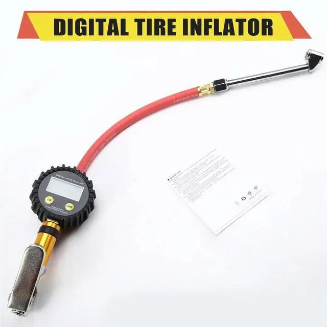 Alt view image 2 of 6 - Tire Inflator Air Line Tyre Pump with Digital Pressure Gauge Tester Universal for Car Motorcycle 3-200PSI