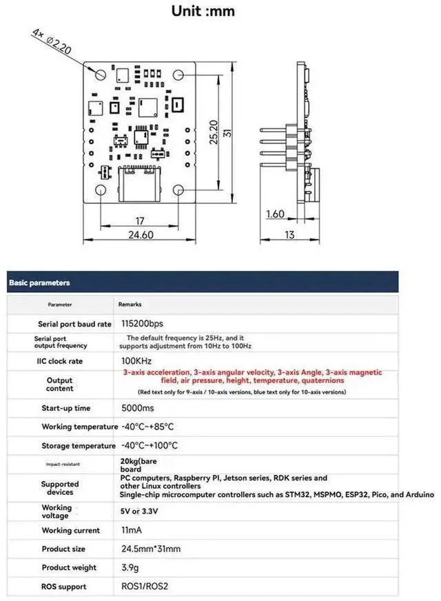 Main image of IMU High-Precision Attitude Sensor Module 10-Axis Support AHRS Attitude Calculation for ROS Robot