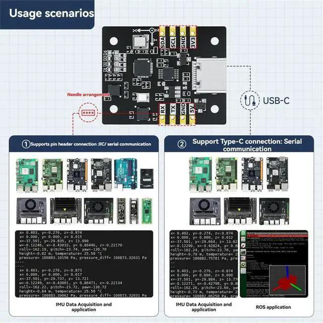 Alt view image 2 of 3 - IMU High-Precision Attitude Sensor Module 10-Axis Support AHRS Attitude Calculation for ROS Robot