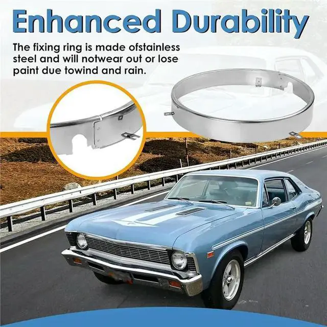Alt view image 2 of 3 - Headlamp Retaining Ring And Mounting Bucket Kit For Chevy II 1968 Camaro 1967-1969 271393112288