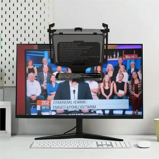 Alt view image 2 of 3 - 7.5" Teleprompter, Handheld/Desktop/Monitor Mode, Remote Control Support For phones Tablets Cameras