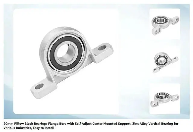 Alt view image 3 of 6 - Pillow Block Bearing Zinc Alloy l 20mm Inner Diameter Ball Bearing Housing 5 Pcs for Industrial Equipment