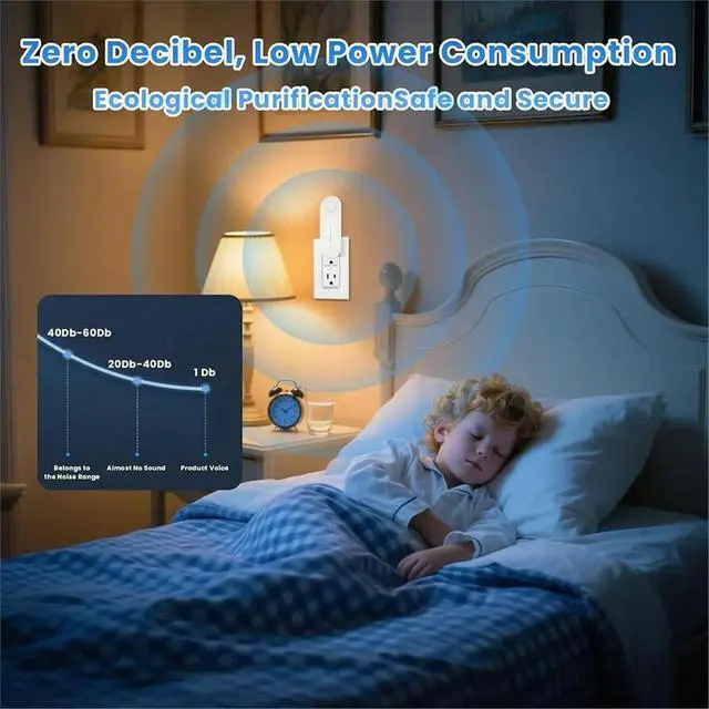 Alt view image 2 of 6 - Air Purifier, Plug-in Negative Ion Air Purifier, Remove Smell, Whisper Quiet, for Bedrooms,Toilets 4 Pcs US Plug