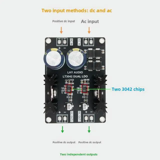 Alt view image 2 of 3 - LT3042 Diffuser Dual Positive Voltage, Low Noise High Precision Linear Regulator DC Power Supply Polishing Upgrade DAC