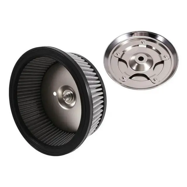 Alt view image 3 of 3 - For Dyna Softail Touring Compatible Chrome Air Cleaner Cover 3-Hole Design& Gray Filter Included