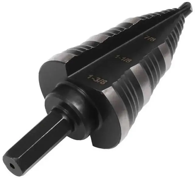 Alt view image 3 of 6 - High-Speed Steel Inch Step Drill, 3/8" Hexagonal Shank Nitrided Pagoda Drill, 7/8-1-3/8" Stainless Steel Hole Opening