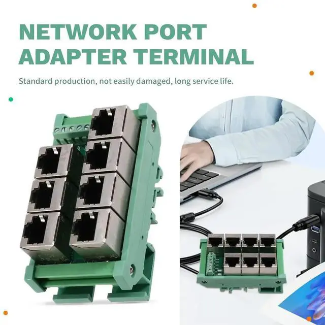 Main image of RJ45 Male/Female Connector to 7-Pin RJ45 Connector, Network Adapter Terminal Block, Breakout Module for Wiring Test