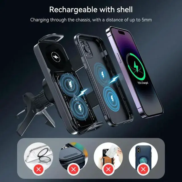 Alt view image 3 of 3 - 15W Car Phone Charger Holder 360° Rotation for Galaxy Fold 6 5 4 Z Flip S25 for Car Phone Holder
