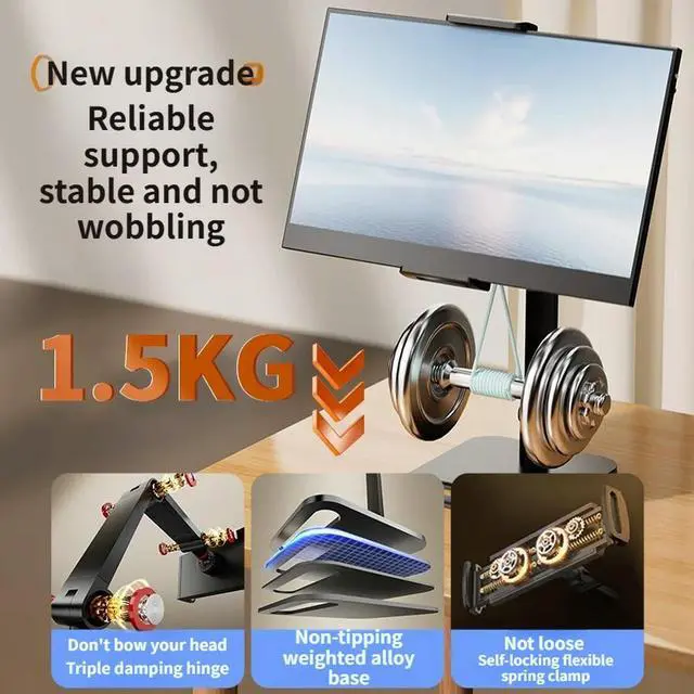 Alt view image 3 of 3 - Monitor l Stand Mount Mobile Phone Tablet PC Pad Support Arm Desk Holder Stand Screen Display Vertical Base Bracket