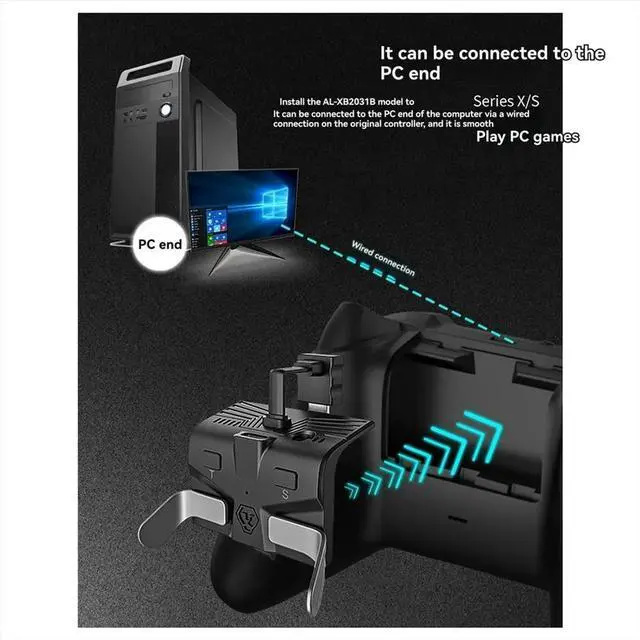 Alt view image 3 of 3 - Game Controller Back Button Trigger Attachment with 3.5MM Headphone Jack Type-C Interface for Xbox One/XBOX Series X/S