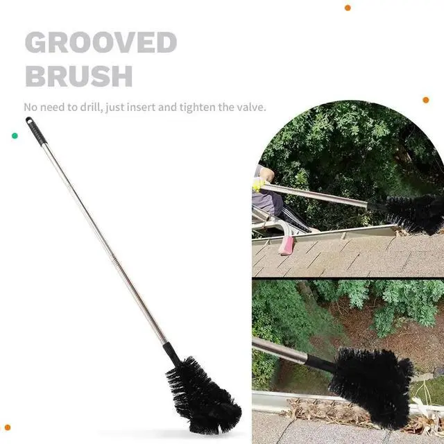 Main image of Nine-Section Splicing Rod with Grooved Brush Kit Roof Cleaning Tools Easy Remove No Climbing Required Brush Length 298cm