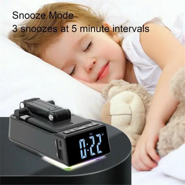Alt view image 2 of 6 - Desktop Phone Holder Bluetooth Alarm Clock Speaker Cell Phone Stand 7 Lighting Modes 180° Rotation for Home