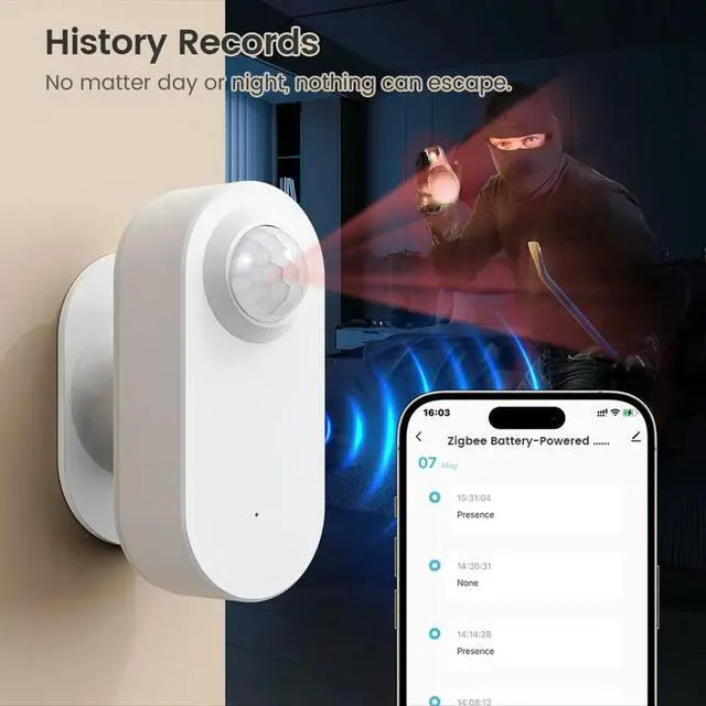 Alt view image 3 of 3 - 3 in 1 Zigbee Millimeter Wave Human Sensor Motion Sensor PIR Motion Sensor with Illuminance Value Motion Sensor