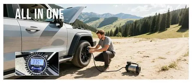 Main image of Digital Tire Pressure Gauge with Inflator, 250 PSI, Quick Connect for Cars, Trucks, SUVs, RVs