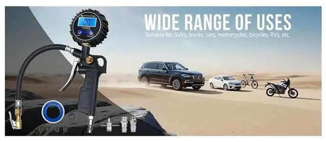 Alt view image 3 of 3 - Digital Tire Pressure Gauge with Inflator, 250 PSI, Quick Connect for Cars, Trucks, SUVs, RVs