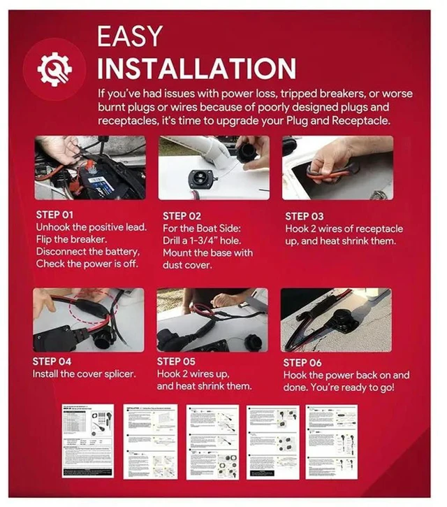 Alt view image 3 of 3 - 1865120 MKR-28 Motor Plug And Receptacle Plug And Receptacle Freshwater And Saltwater Marine Accessory Quick