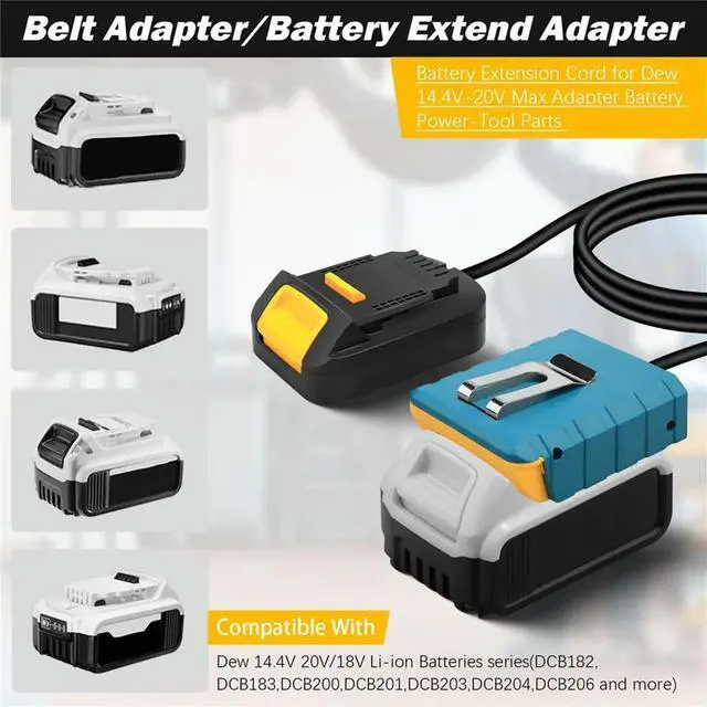 Alt view image 2 of 3 - Extension Cord Tool for DeWalt 18v Lithium Batteries and Tools Cable Length 1.5M with Hook