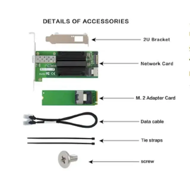Alt view image 2 of 3 - Ethernet 82599-SFP+ M2 M.2 To 10G Ethernet Card To Desktop Ethernet Card 82599 Chip
