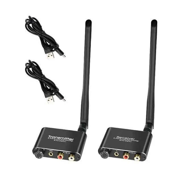 Alt view image 2 of 3 - 50M 2.4G Audio Transmitter and Receiver Audio Extender 3.5mm R/L RCA Sound System Volume Control