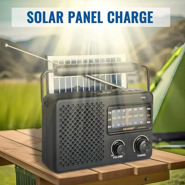 Alt view image 3 of 6 - R-2011BTS Stereo Radio AM FM SW Radio with TF Card USB Playback, Solar Charging Emergency Radio for Outdoor