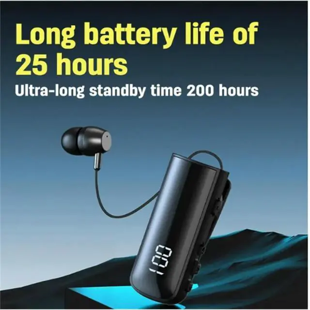 Alt view image 3 of 6 - IPX7 Waterproof Noise Cancelling Bluetooth Headphones Call Reminder Vibration Retractable Headset