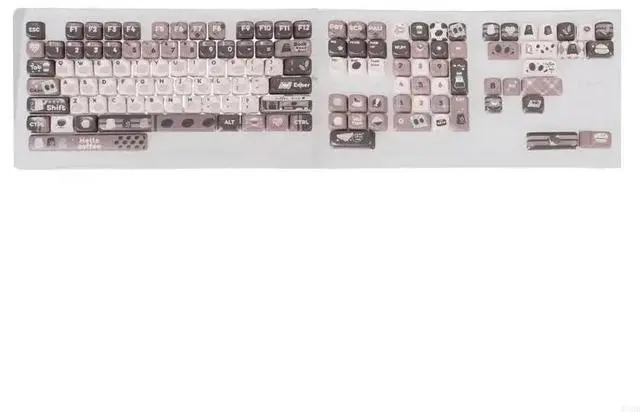 Main image of PBT Keycap Set 131 Keys with Cartoon Coffee Beans MOA Height Keycaps for Mechanical Keyboards