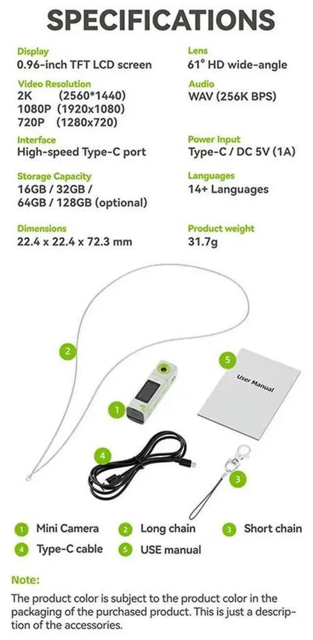 Alt view image 3 of 3 - 2K Digital Mini Action Camera Thumb Keychain Camera Retro Video Recorder Pocket Small Camcorder Black