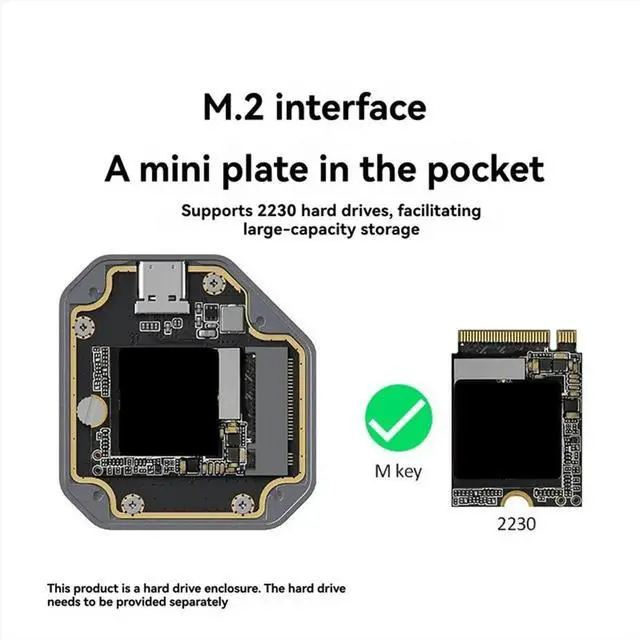 Alt view image 2 of 6 - 2230 M.2 NVMe SSD Enclosure USB 3.2 Gen 2 10Gbps to NVMe PCI-E M.2 SSD Case External SSD for Laptop 16 Pro IPad