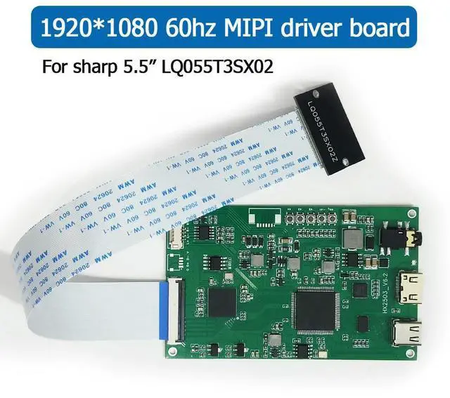 Main image of MIPI driver board for Sharp LQ055T3SX02 5.5" 1920x1080 60hz Type-C mini HDMI signal input